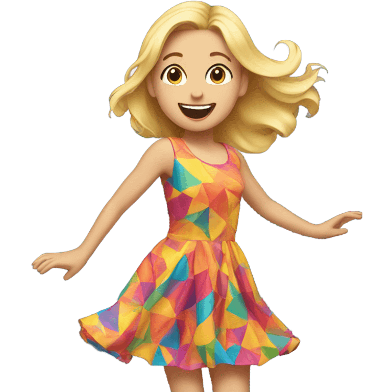 blonde girl dancing excited in dress emoji