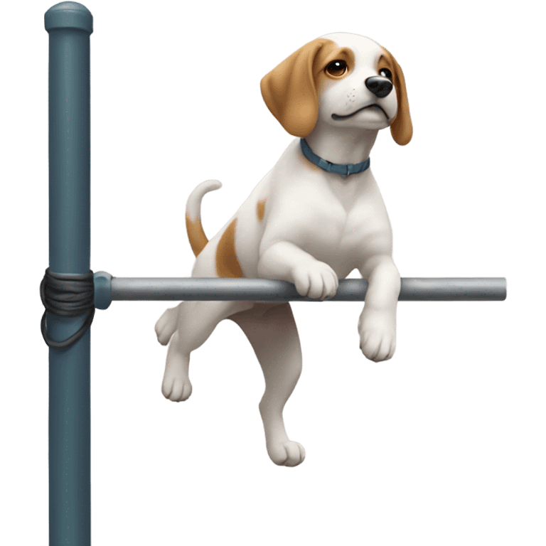 Dog balancing on a very small pole emoji