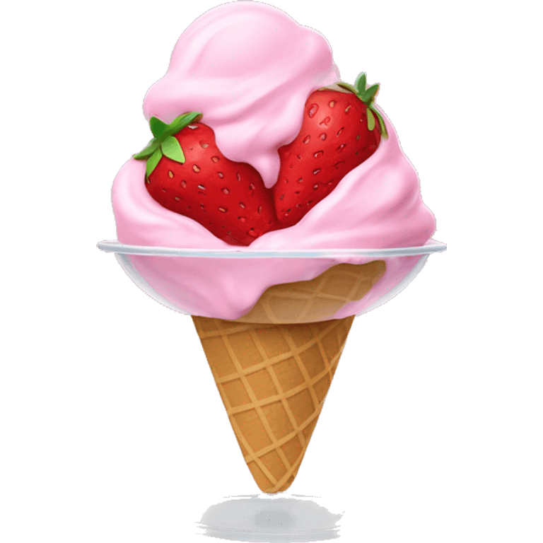 Strawberry ice cream in a bowl emoji