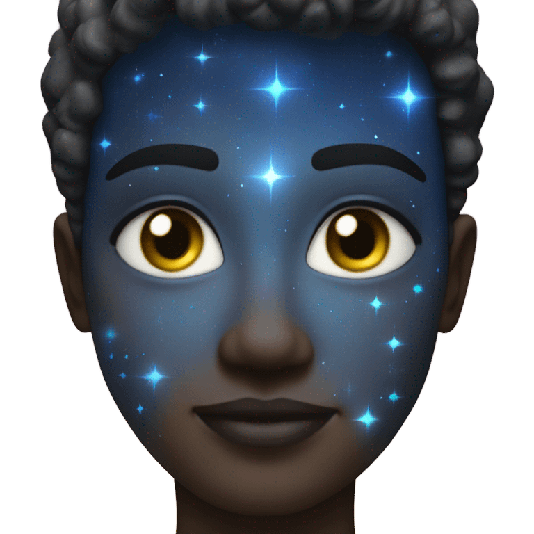 normal face shape make the skin galaxy like but make it zesty and rizzy with sky blue glowing eyes emoji