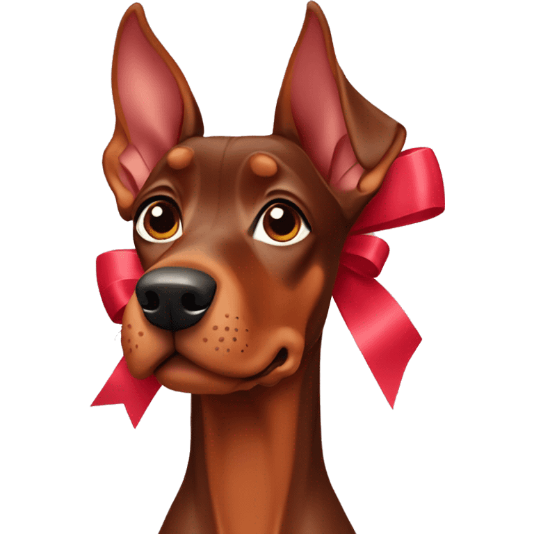 Red Doberman pinscher with bows emoji