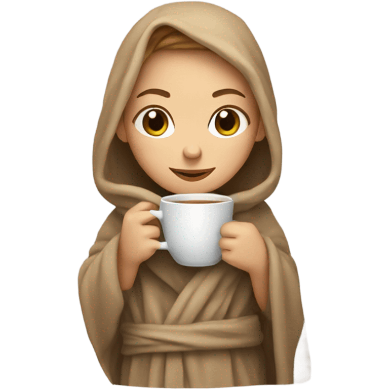 Light browned Hair girl with blanket and cup of tea emoji