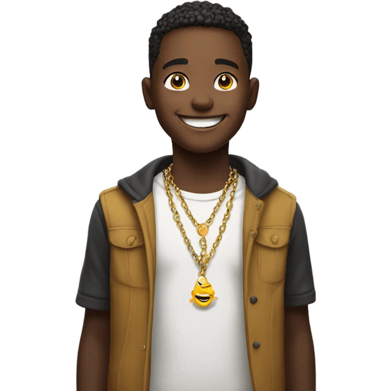 smiling boy with necklace indoors emoji