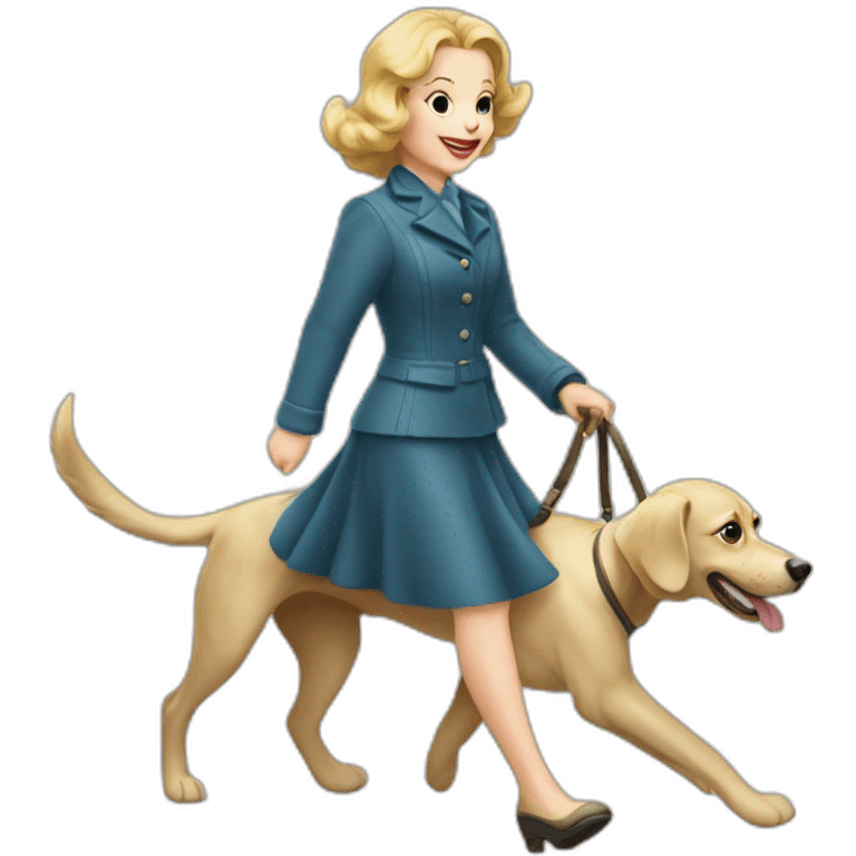 sonja henie walking a dog emoji