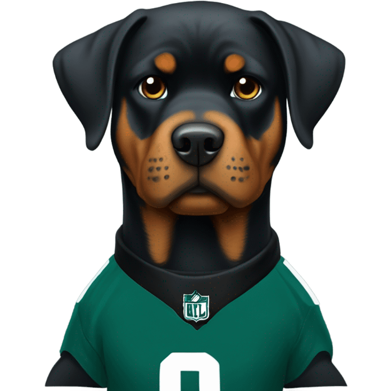 Rottweiler wearing Philadelphia Eagles jersey  emoji