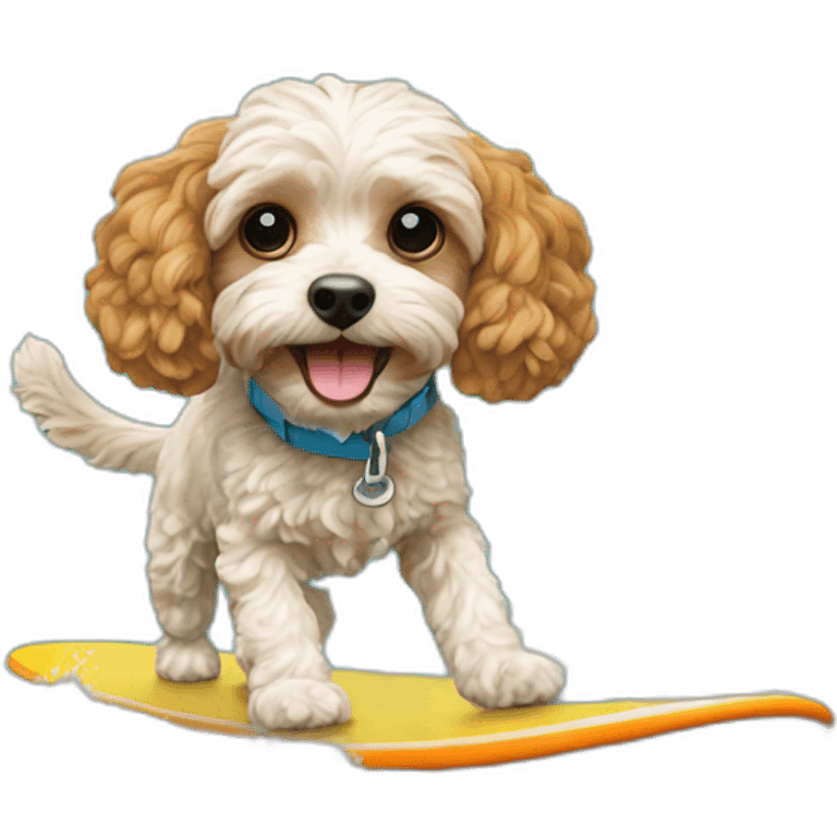 cavapoo surfing in the ocean emoji