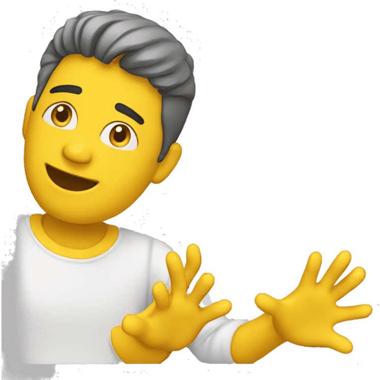 Yellow man (full body) (hands raised) (side view) emoji