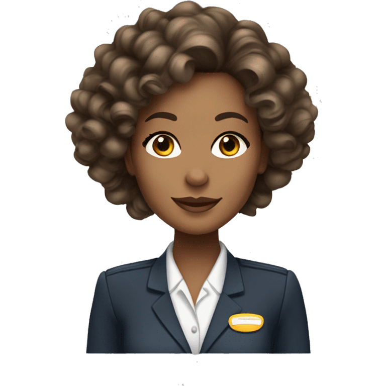 pretty brown flight attendant with long flowy curly brown hair and long eyelashes  emoji