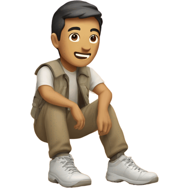 An Asian man in the desert shining shoes emoji