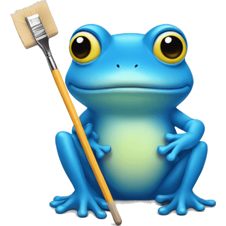 blue frog with pincel emoji