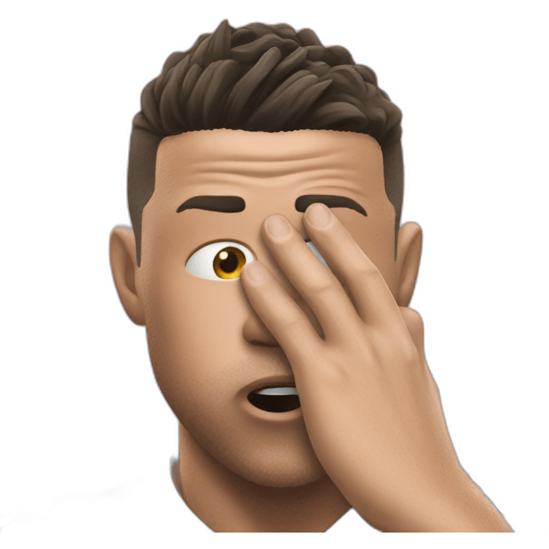 Ronaldo shocked with is two hand on his face emoji