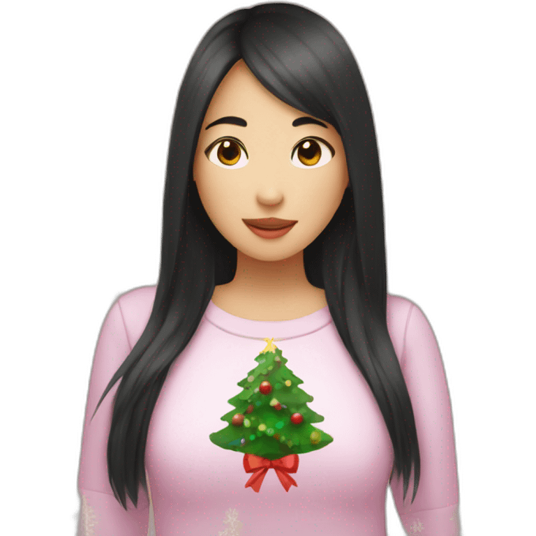 Asian Girl obsessed with christmas emoji