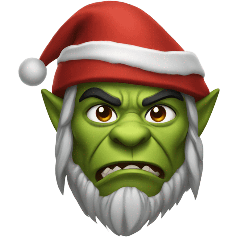 Fierce Orc ranger wearing santa hat emoji