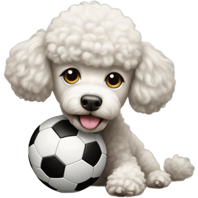 Poodle with a soccer ball emoji