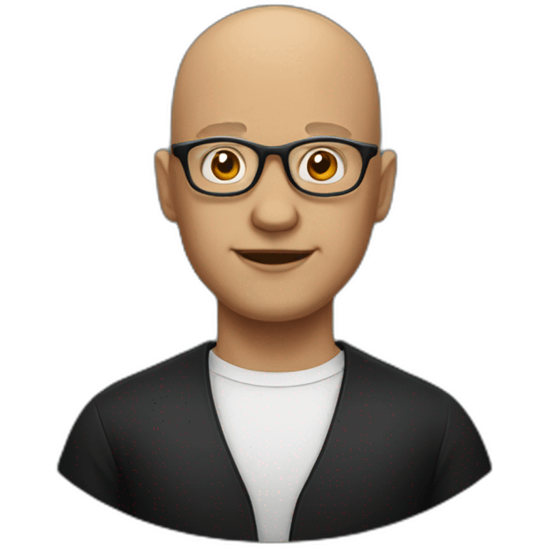 bald man with glasses in black shirt emoji