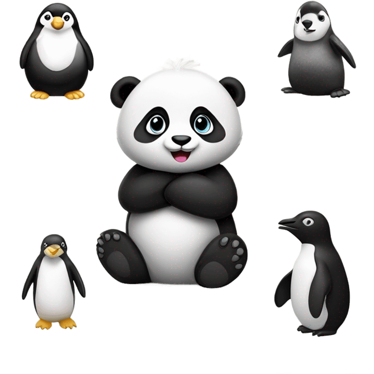 Panda and penguin emoji