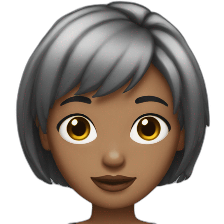 black short hair girl eyerlines emoji