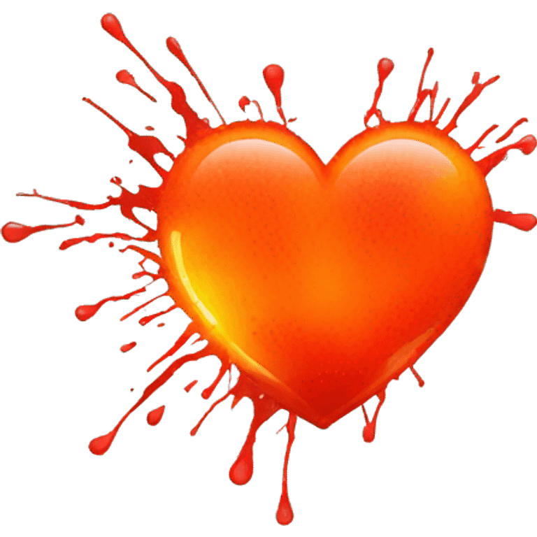 bleeding red heart glowing red-orange with splatter emoji