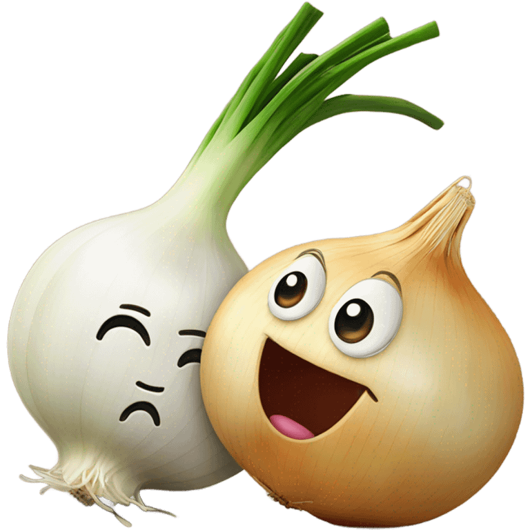 an onion and a garlic clove in love emoji