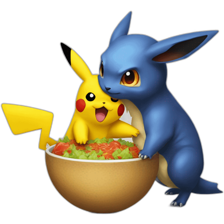 Pikachu eat a dracofeu emoji