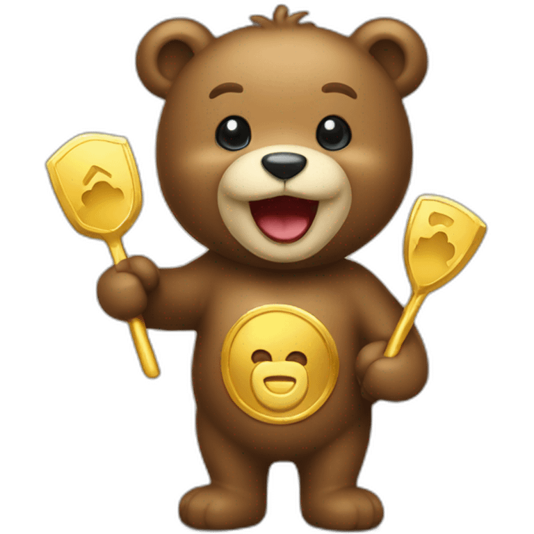 happy bear with gold pick emoji