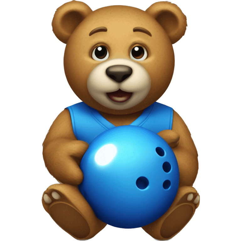 Bowling bear blue with a bowling ball emoji