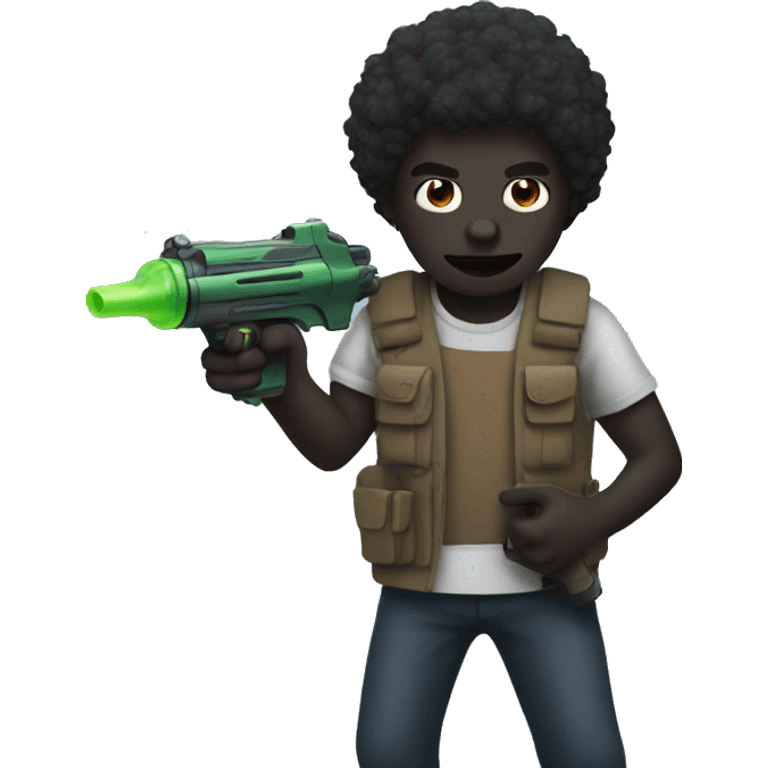 dark guy with watergun emoji