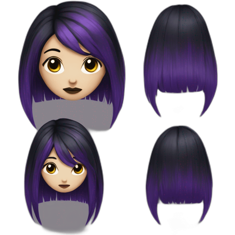 gothic girl long dark black and purple hair emoji