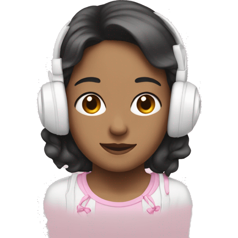 White headphones with light pink bows emoji