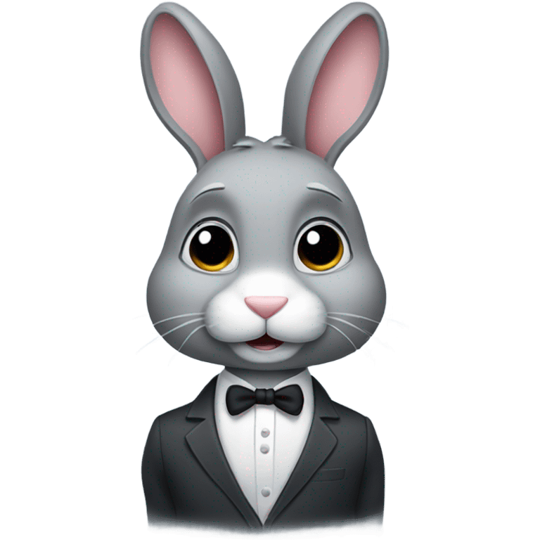 Grey bunny in a suit emoji