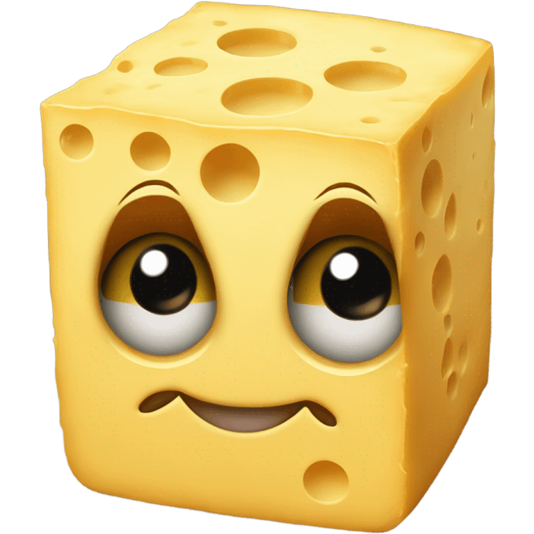 Block of cheese with eyes arms and feet emoji