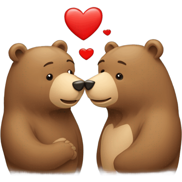 One female bear and one male bear kissing with hearts around  emoji