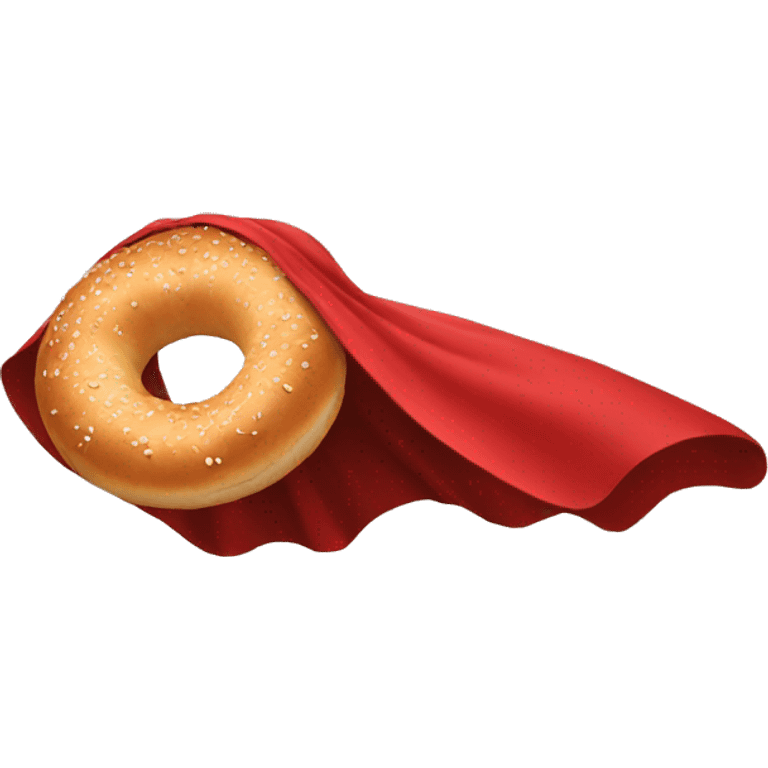 flying bagel wearing a red cape emoji