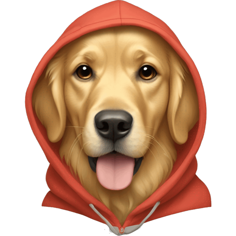 Golden retriever wearing a hoodie emoji