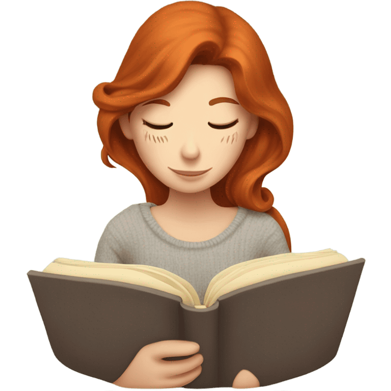 Cozy redhead Reading a book with tea  emoji