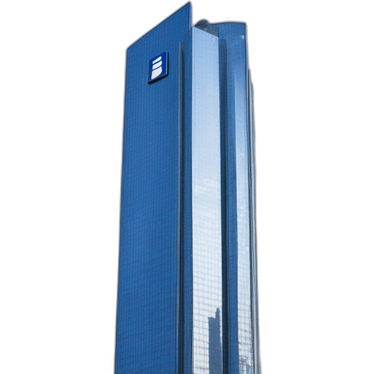 deutsche bank towers in frankfurt with deutsche bank logo emoji