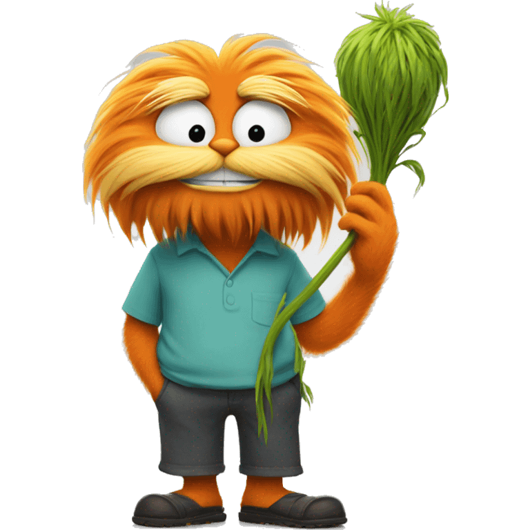 Lorax holding a Stanley  emoji