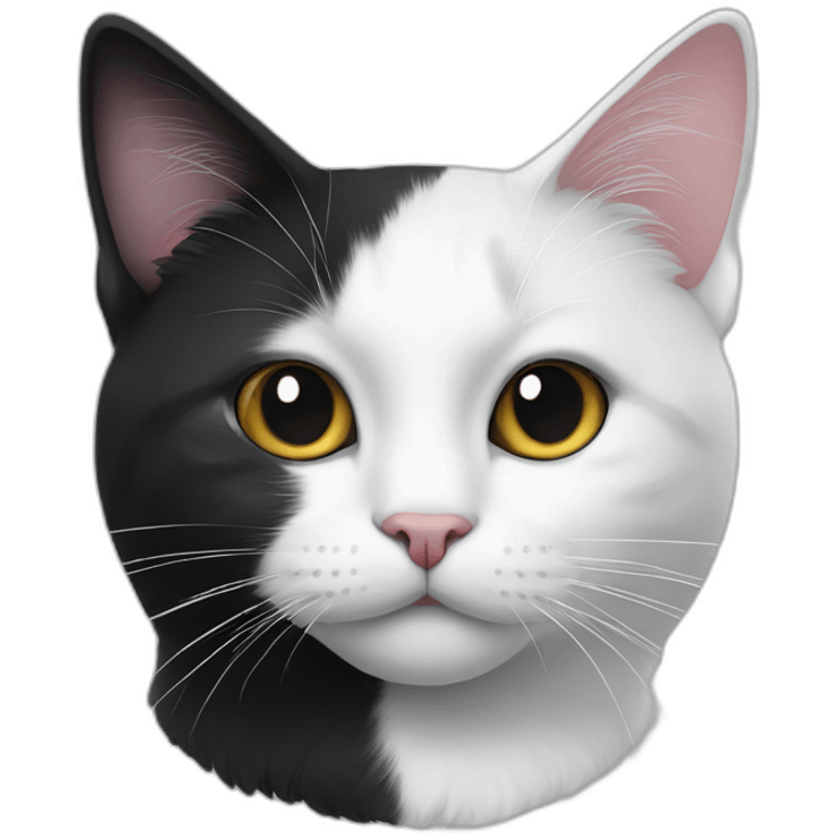 Black and white cat with white on one side of the lip emoji