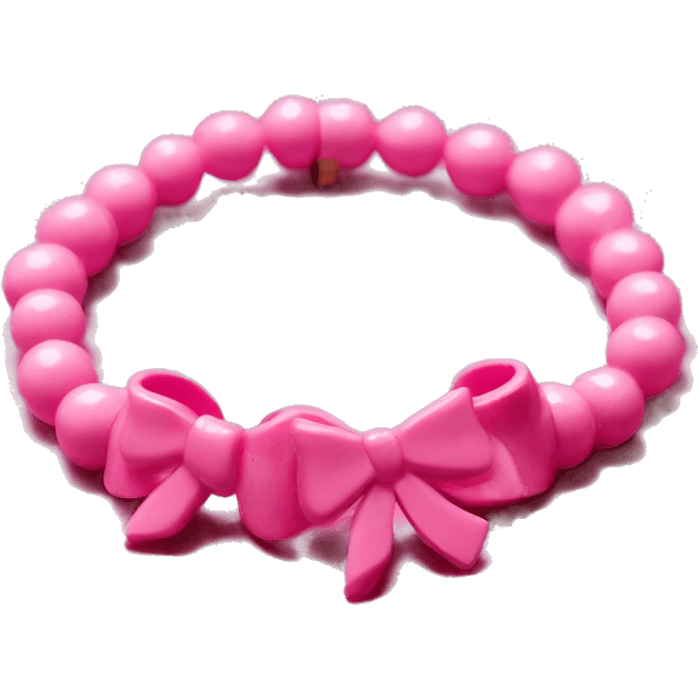 pink bead bracelet with pink bows on it emoji