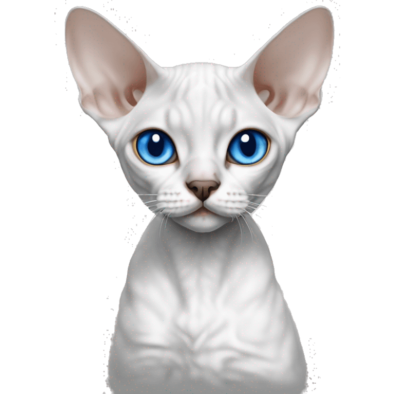 Devon Rex is white and gray with blue eyes emoji