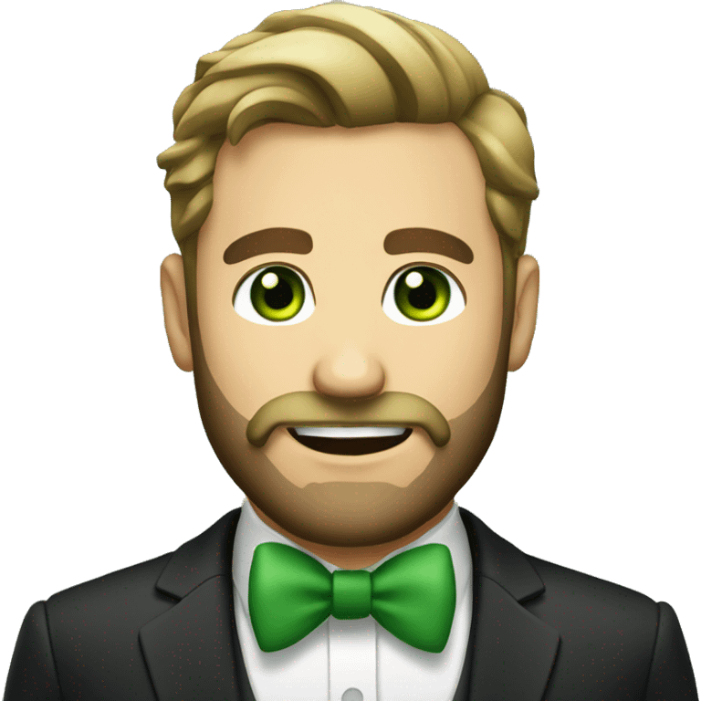 handsome man with bow tie and green eyes and full beard emoji