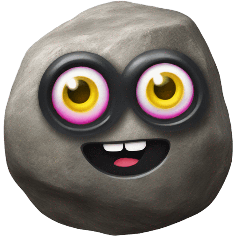 rock with platic googly eyes emoji