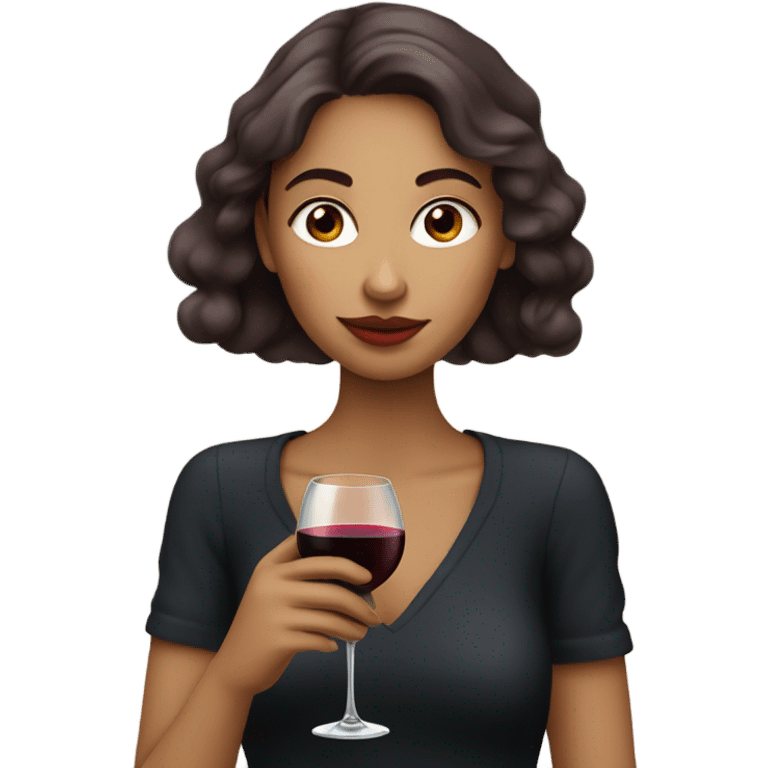 Parisian girl drinking red wine emoji