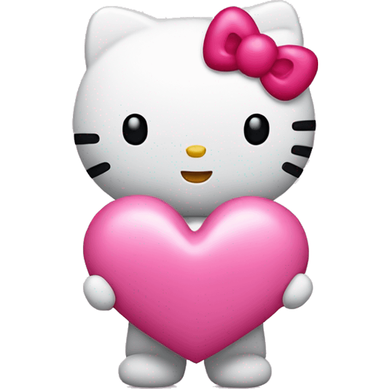 hello kitty holding a pink heart emoji