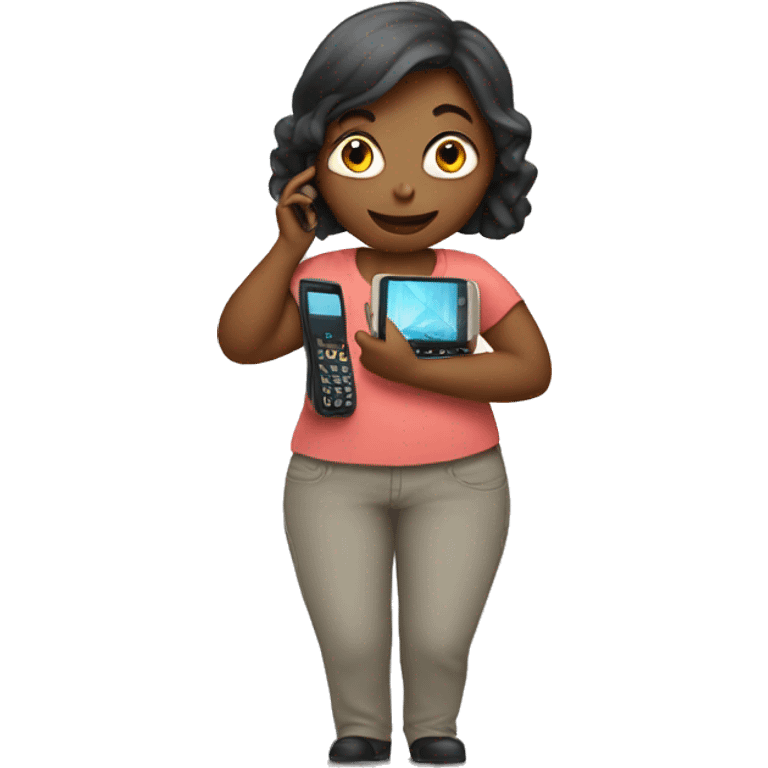 woman showing big phone emoji