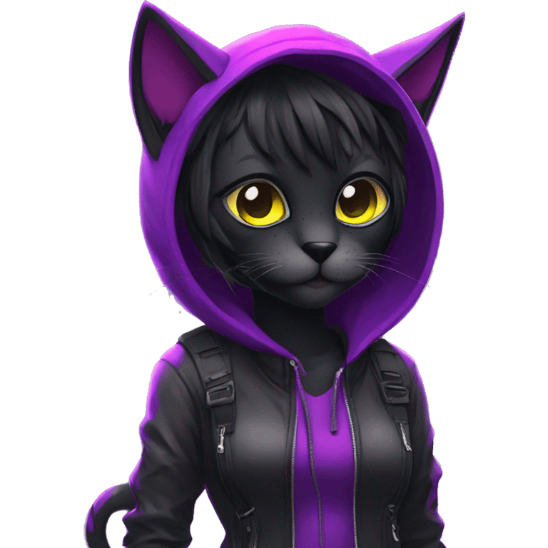 Edgy Shy Anthro cool pretty colorful dark cat-fursona techwear emoji