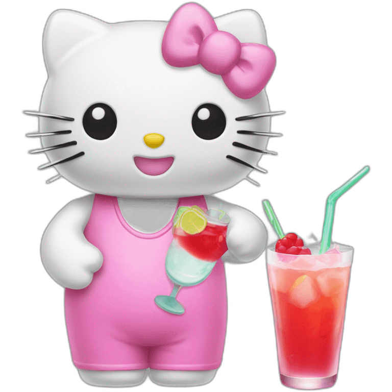 hello-kitty-drinking-a-cocktail emoji