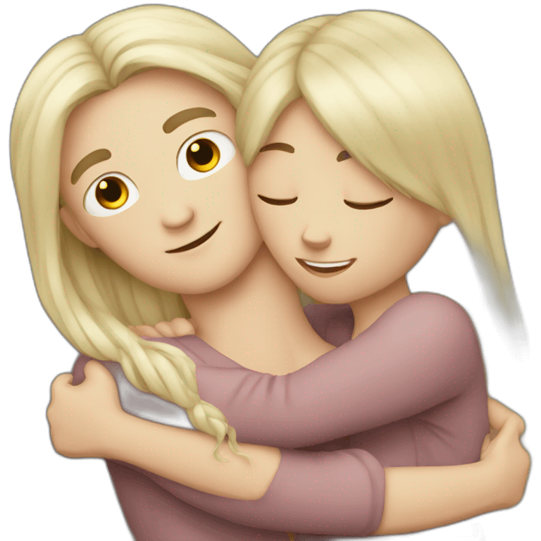 white skin long hair guy is hugging a girl emoji