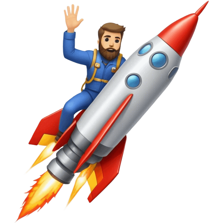 bearded man riding a rocket france black boom!  emoji