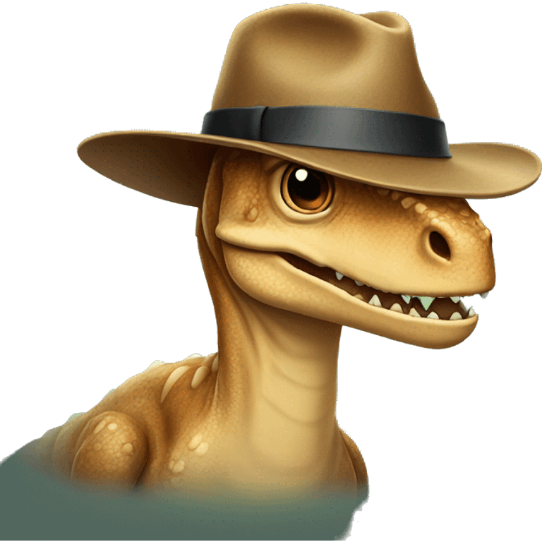 Dinosaur wearing a fedora emoji